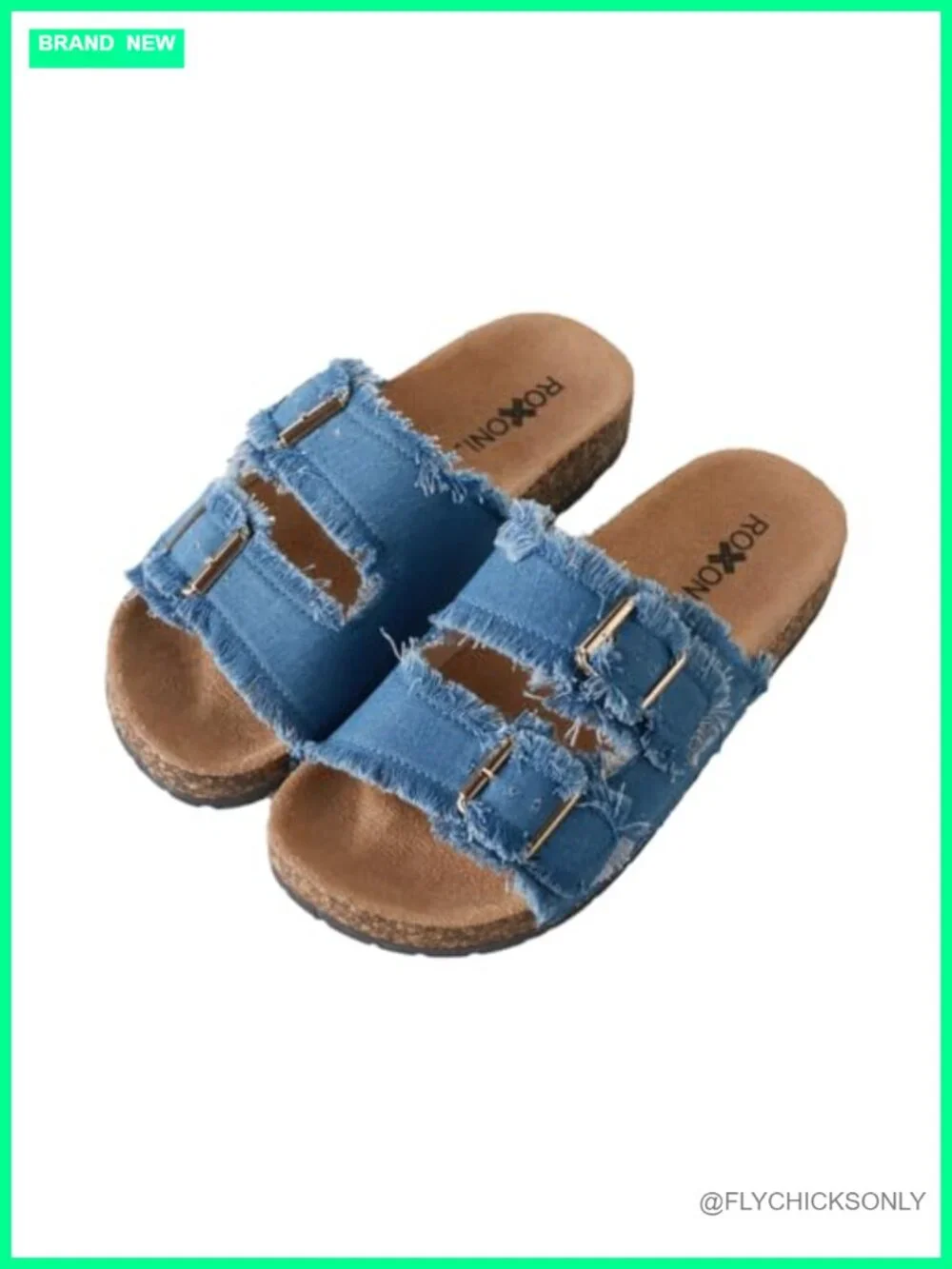 Women's Suede Flat Sandals with Double Buckle Adjustable Straps